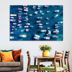 Aerial Boats Over Turquoise Sea Wall Art
