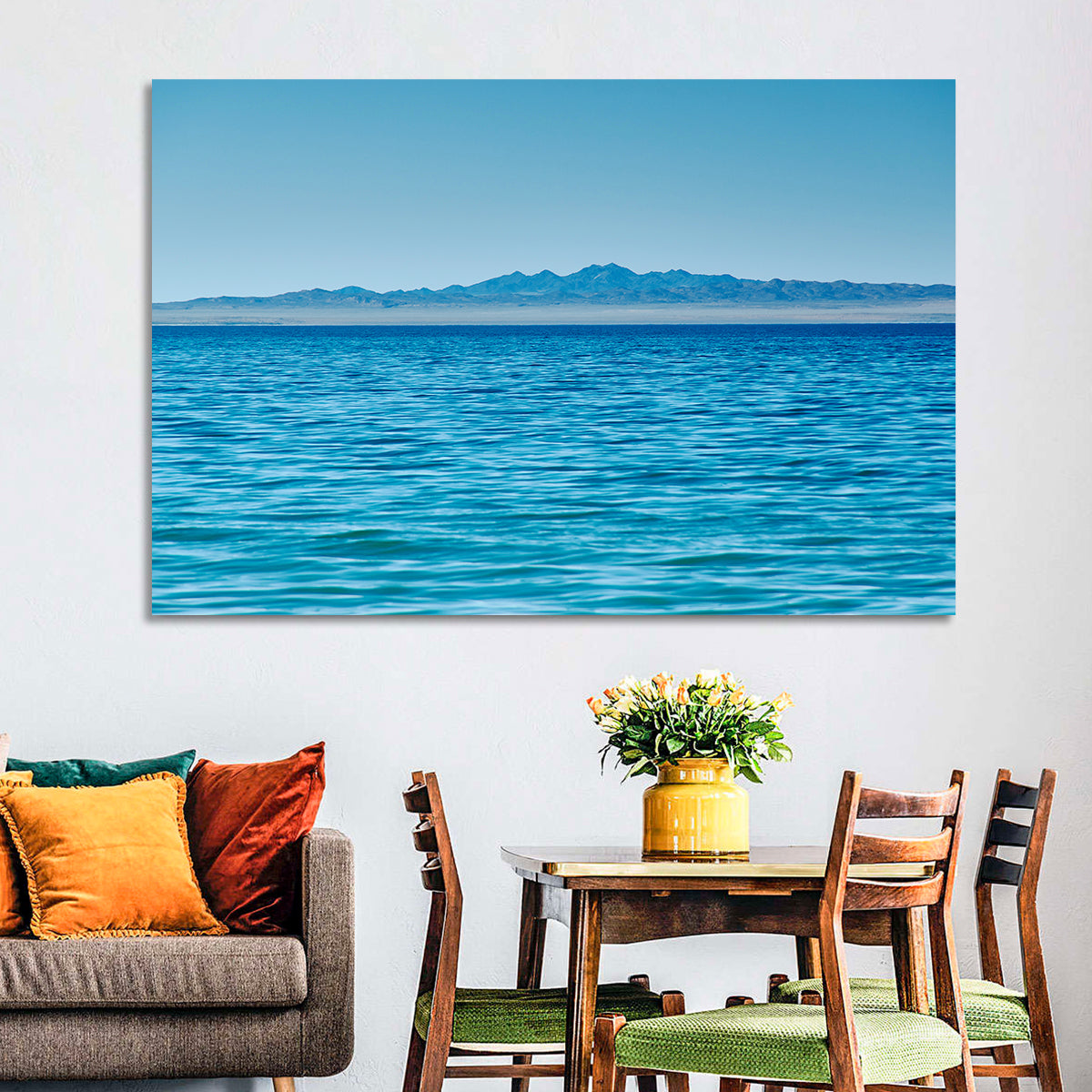Khyargas Nuur Lake Wall Art in a room, landscape
