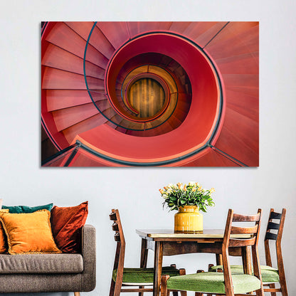 Red Spiral Staircase Wall Art
