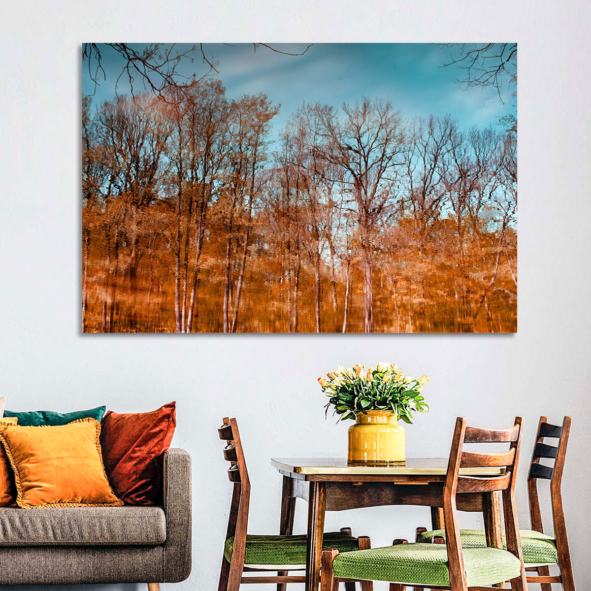 Autumn Reflection Wall Art in a room, landscape