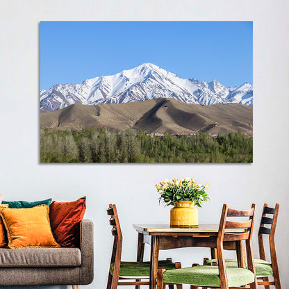 Afghan Snow-capped Peaks Above Forested Foothills Wall Art
