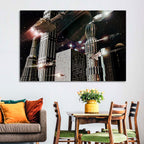 Ringed Planet Cityscape Wall Art