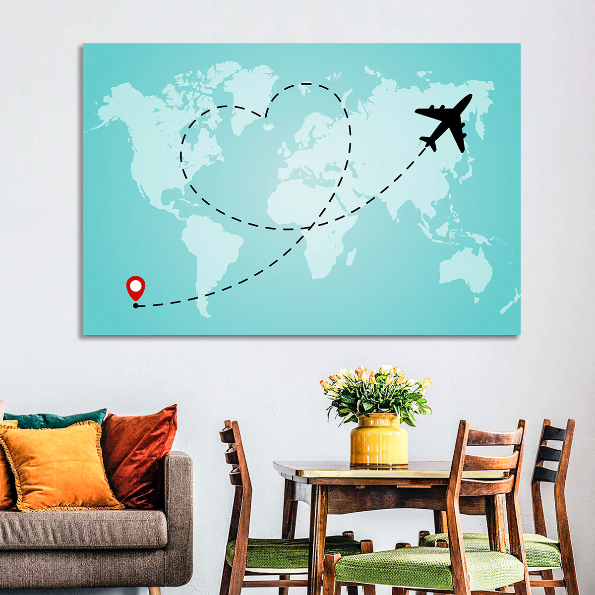 Heart Flight Map Wall Art