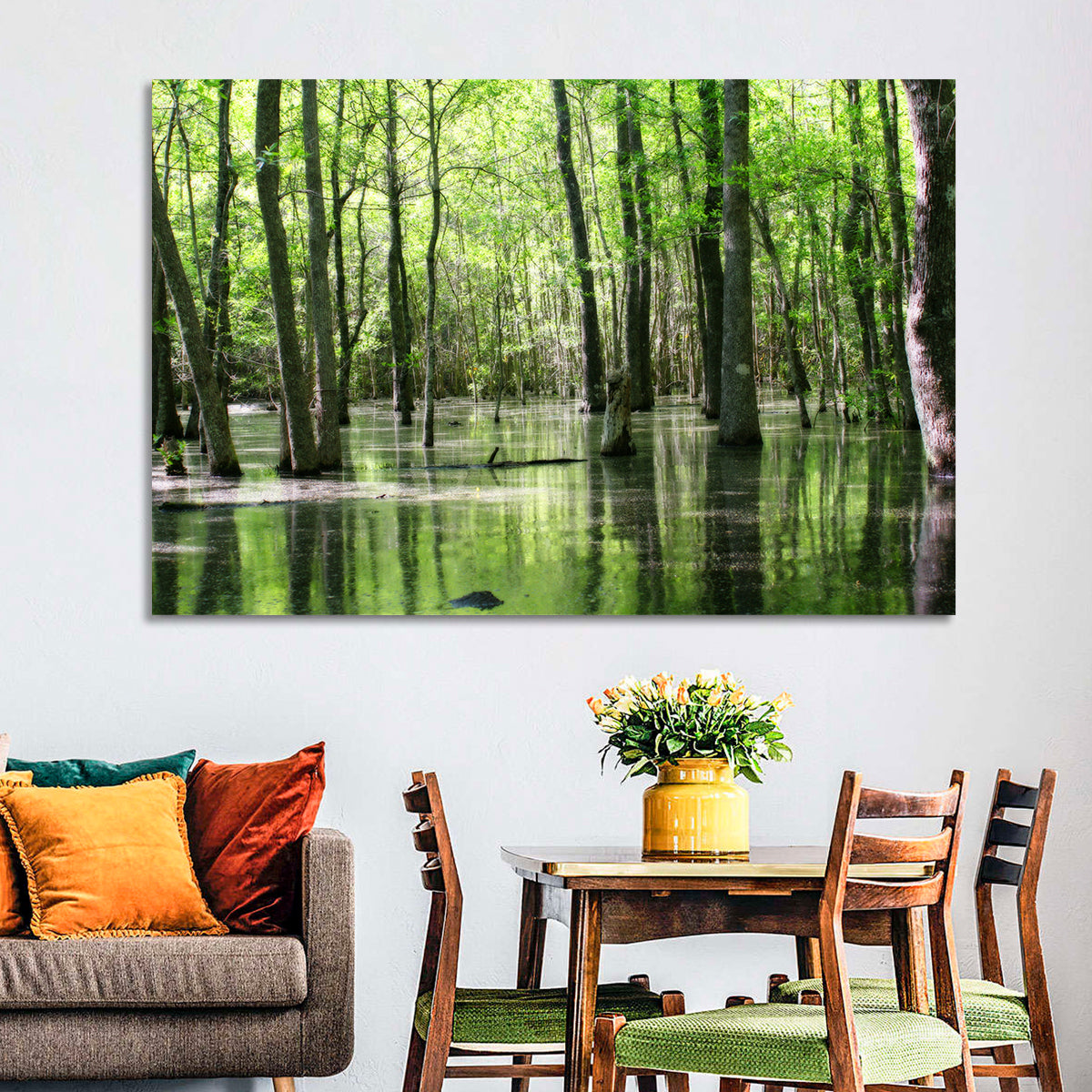 Sunlit Swamp Forest Wall Art