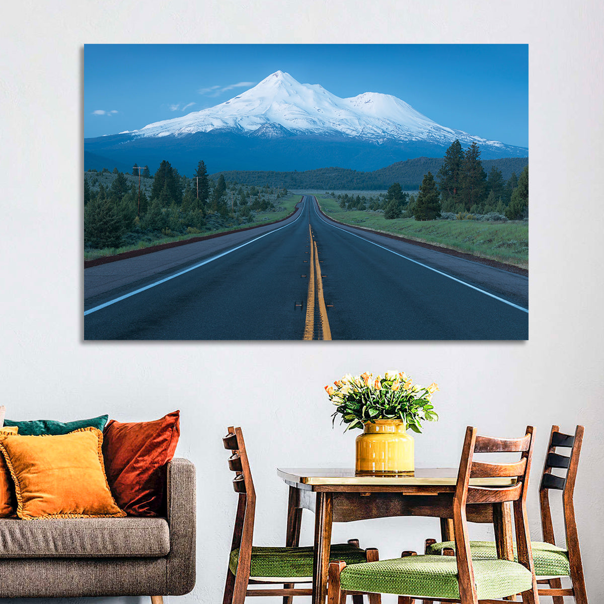 Road to Mount Shasta Wall Art in a room, landscape
