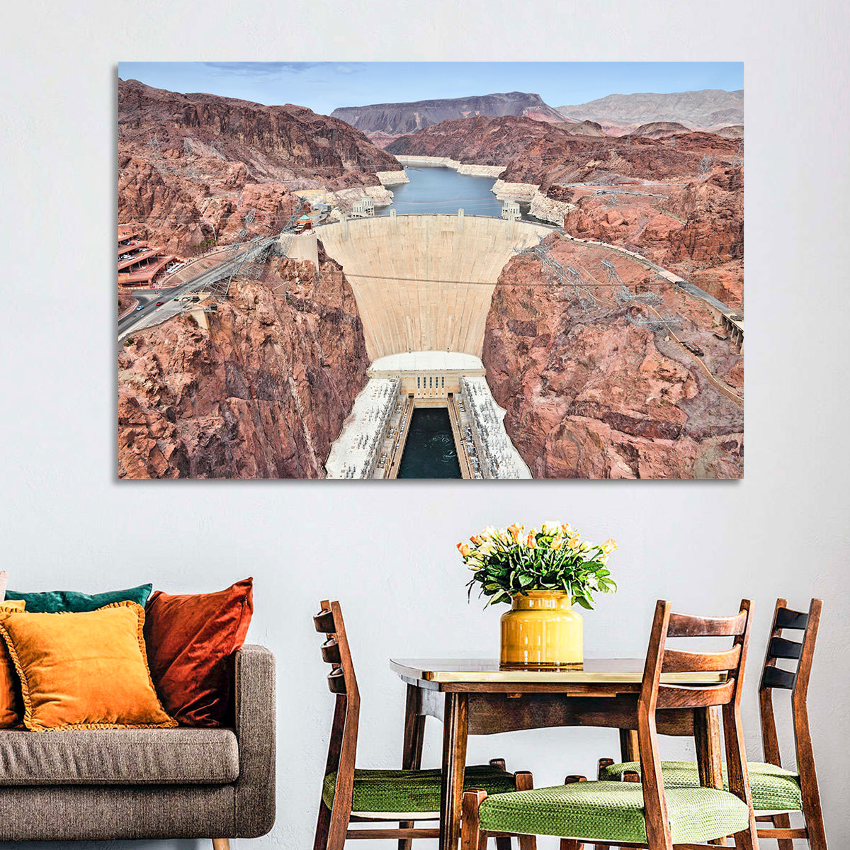 Hoover Dam High-angle View Wall Art in a room, landscape