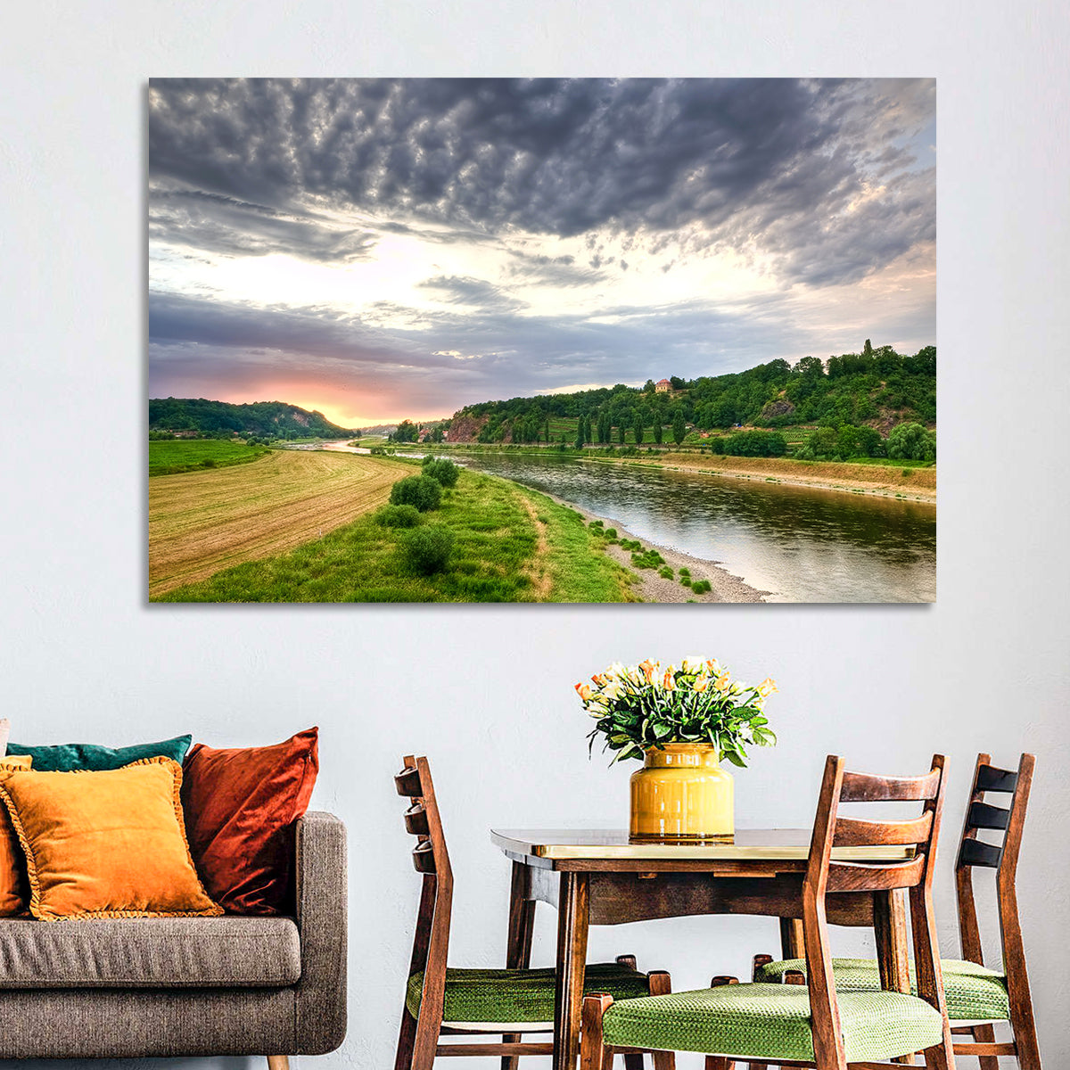 Elbe River at Golden Hour Wall Art