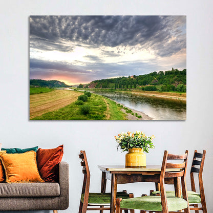 Elbe River at Golden Hour Wall Art