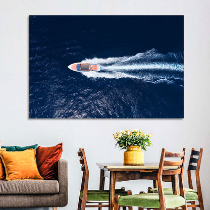 Sleek Speedboat Over Navy Sea Wall Art
