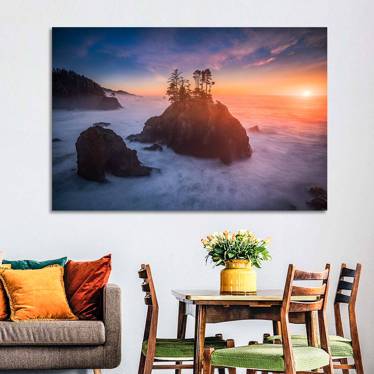 Secret Beach Sunset, Oregon Wall Art in a room, landscape