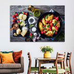 Pesto Baked Chicken Flat Lay Wall Art