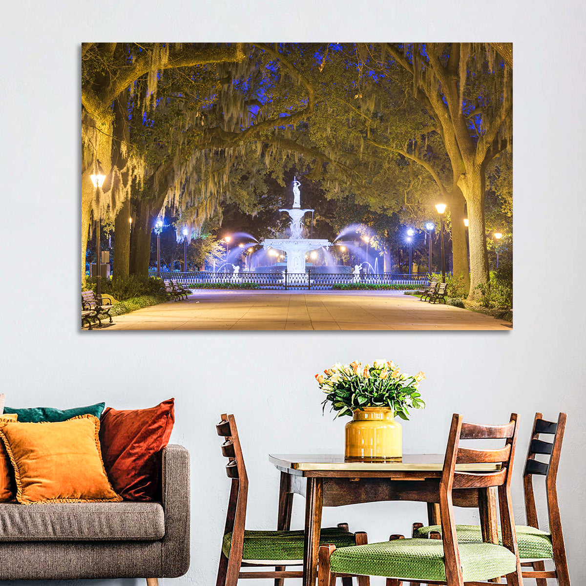Forsyth Park Fountain at Night Wall Art