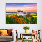 Neuschwanstein Castle at Autumn Sunset Wall Art