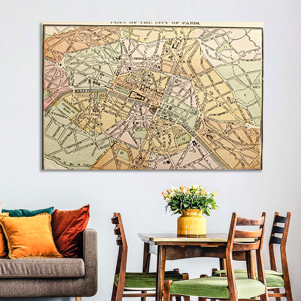Plan of Paris Wall Art in a room, landscape