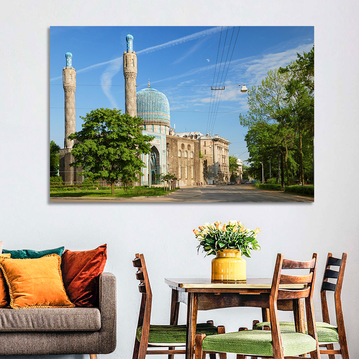 Saint Petersburg Mosque Blue Dome Wall Art in a room, landscape