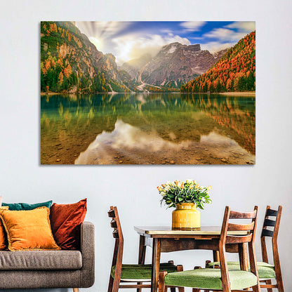 Lago Di Braies Sunrise Wall Art