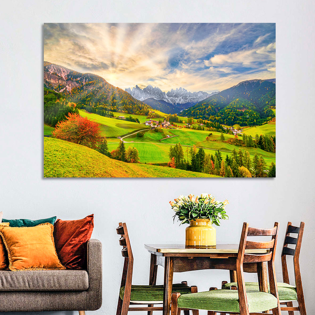 Santa Magdalena Valley at Golden Hour Wall Art in a room, landscape