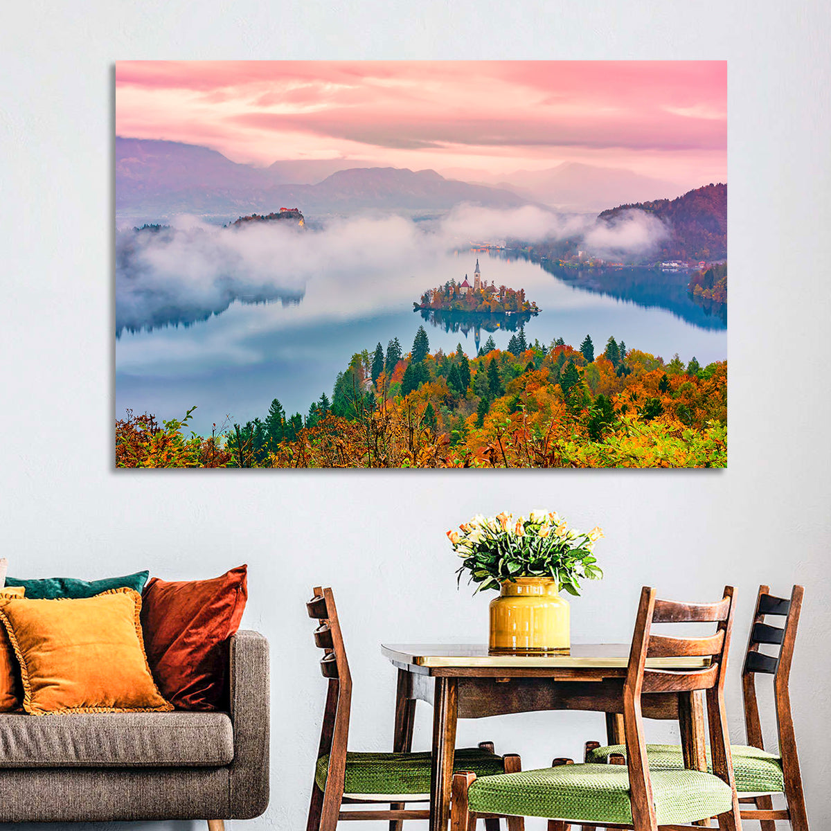 Misty Morning Over Lake Bled Wall Art