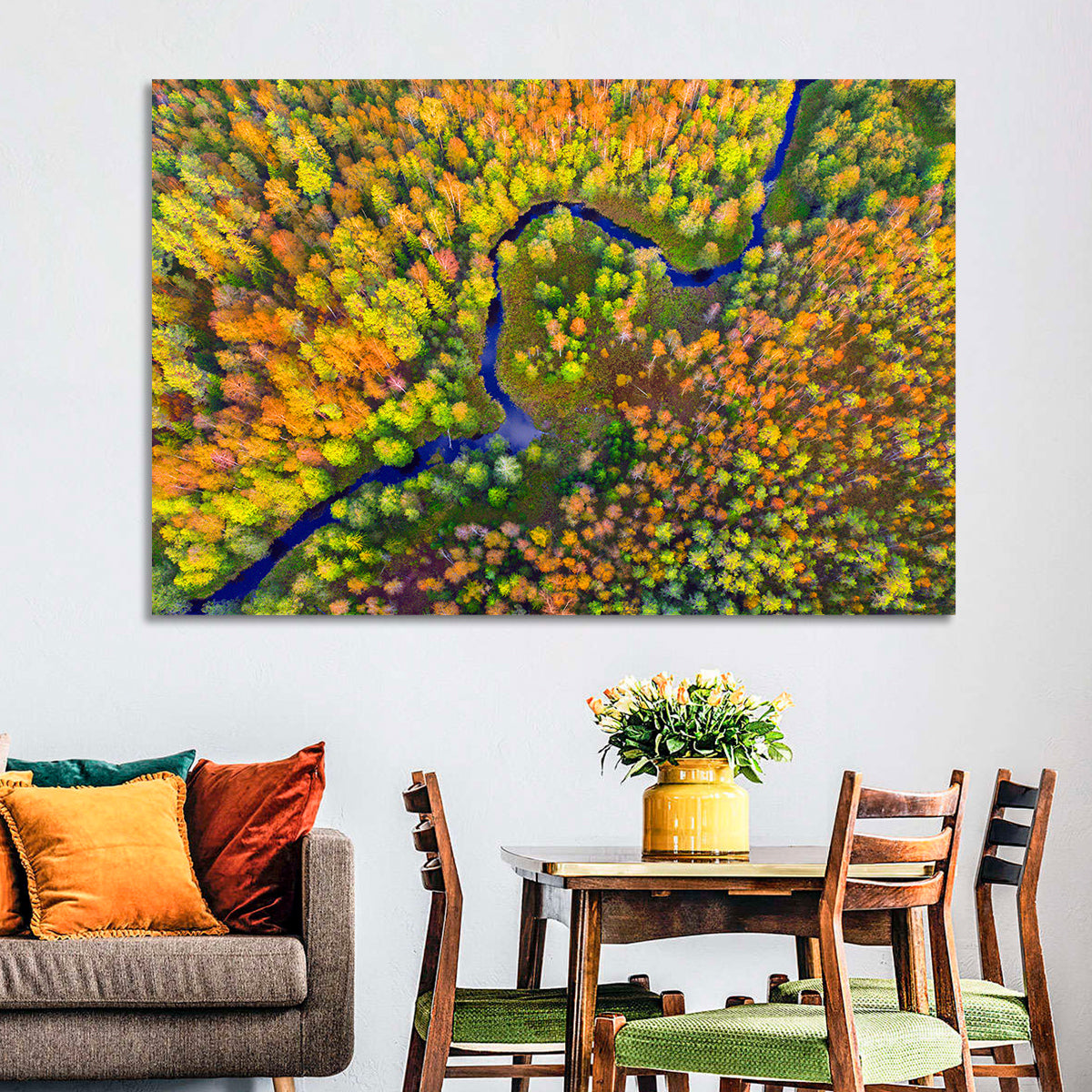 Winding Autumn River Wall Art