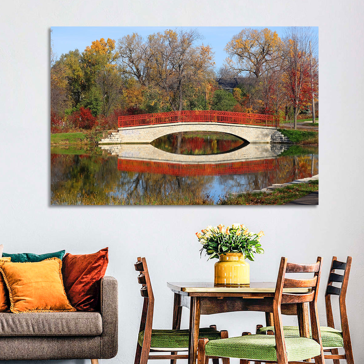 Tenney Park Stone Bridge Reflection Wall Art