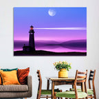 Moonlit Lighthouse Reflection Wall Art