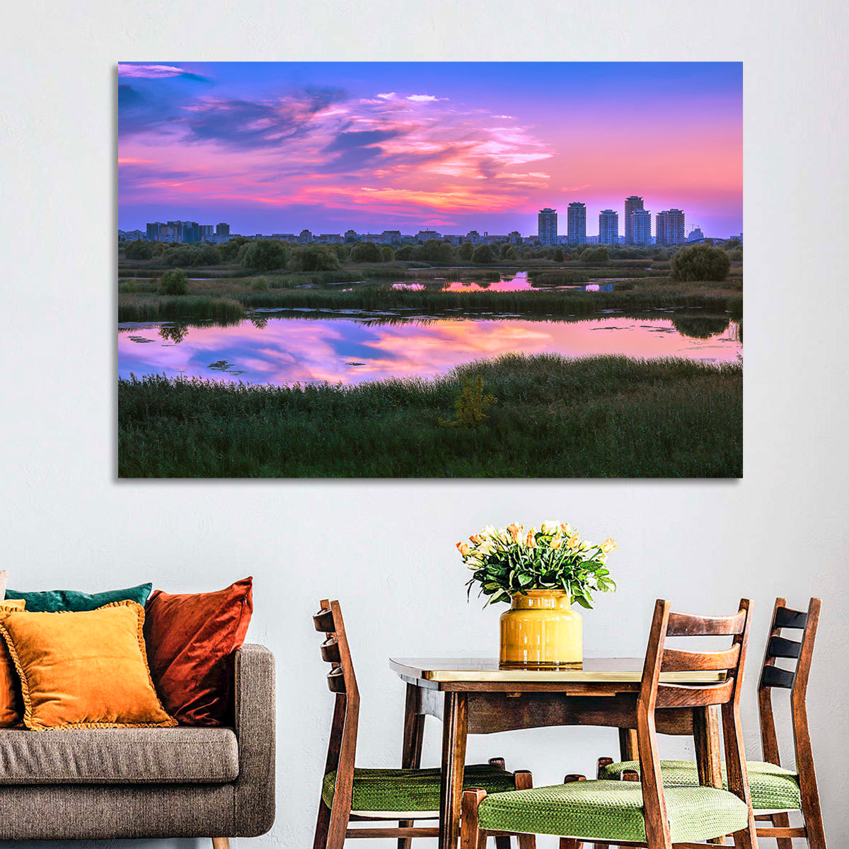 Vacaresti Park Sunset Reflection Wall Art