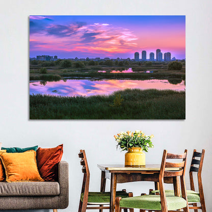 Vacaresti Park Sunset Reflection Wall Art