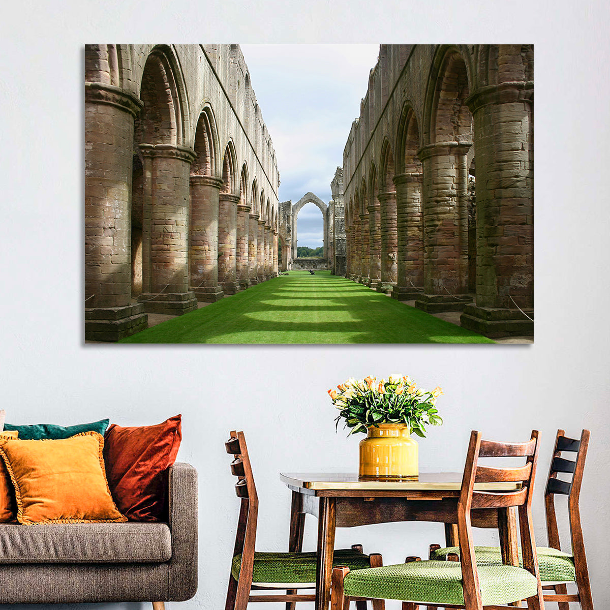 Fountains Abbey Ruins Grassy Nave View Wall Art