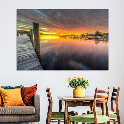 Meredith Bay Pier at Sunrise Wall Art