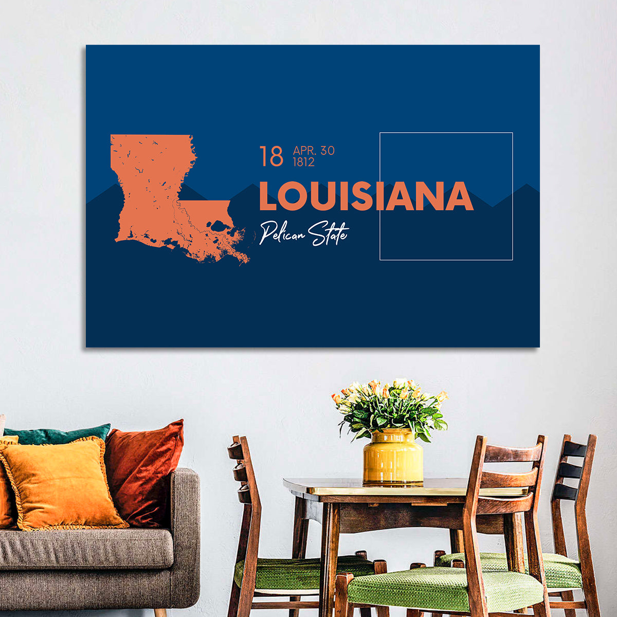 Louisiana Map, Pelican State Wall Art