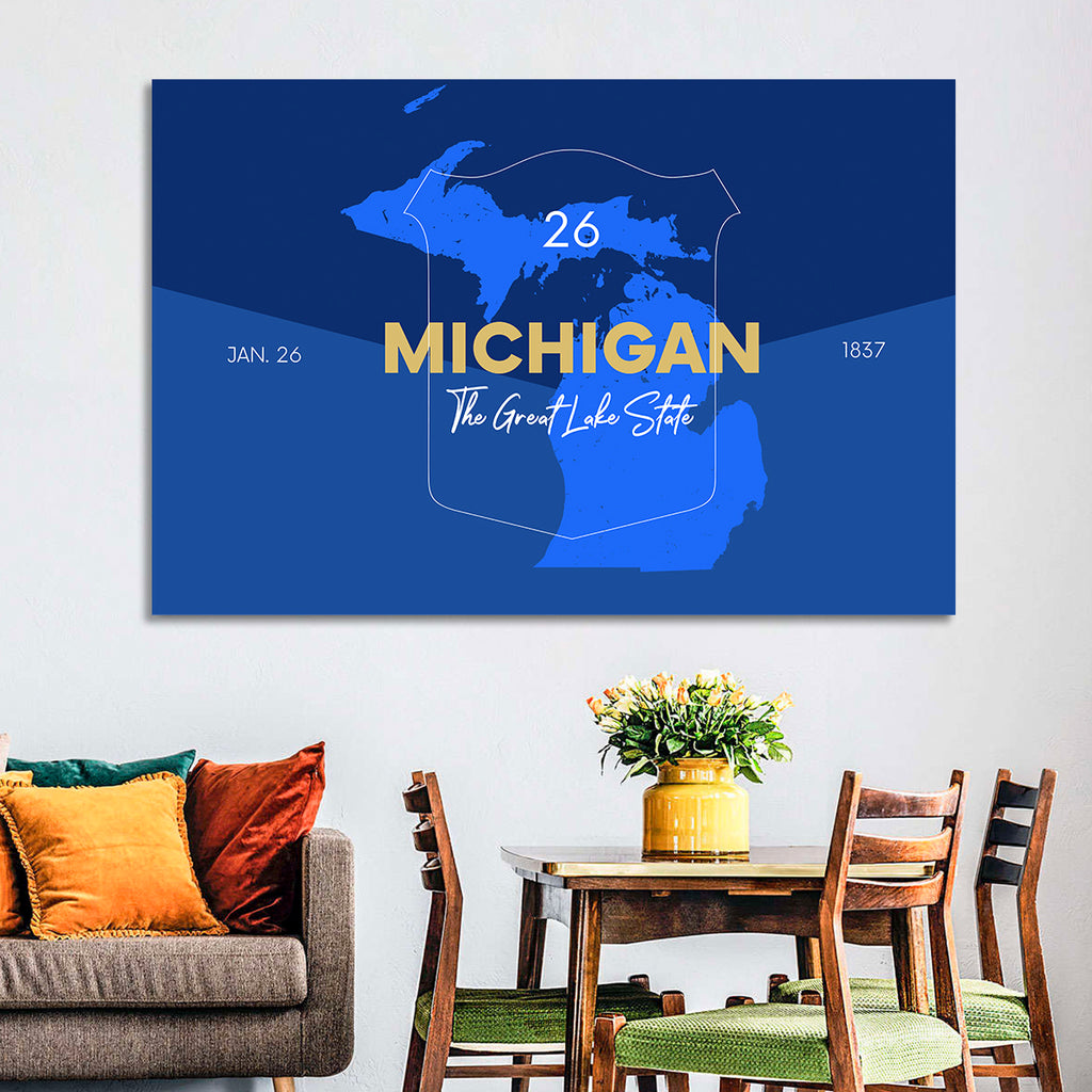 Michigan Shield Map Graphic Wall Art