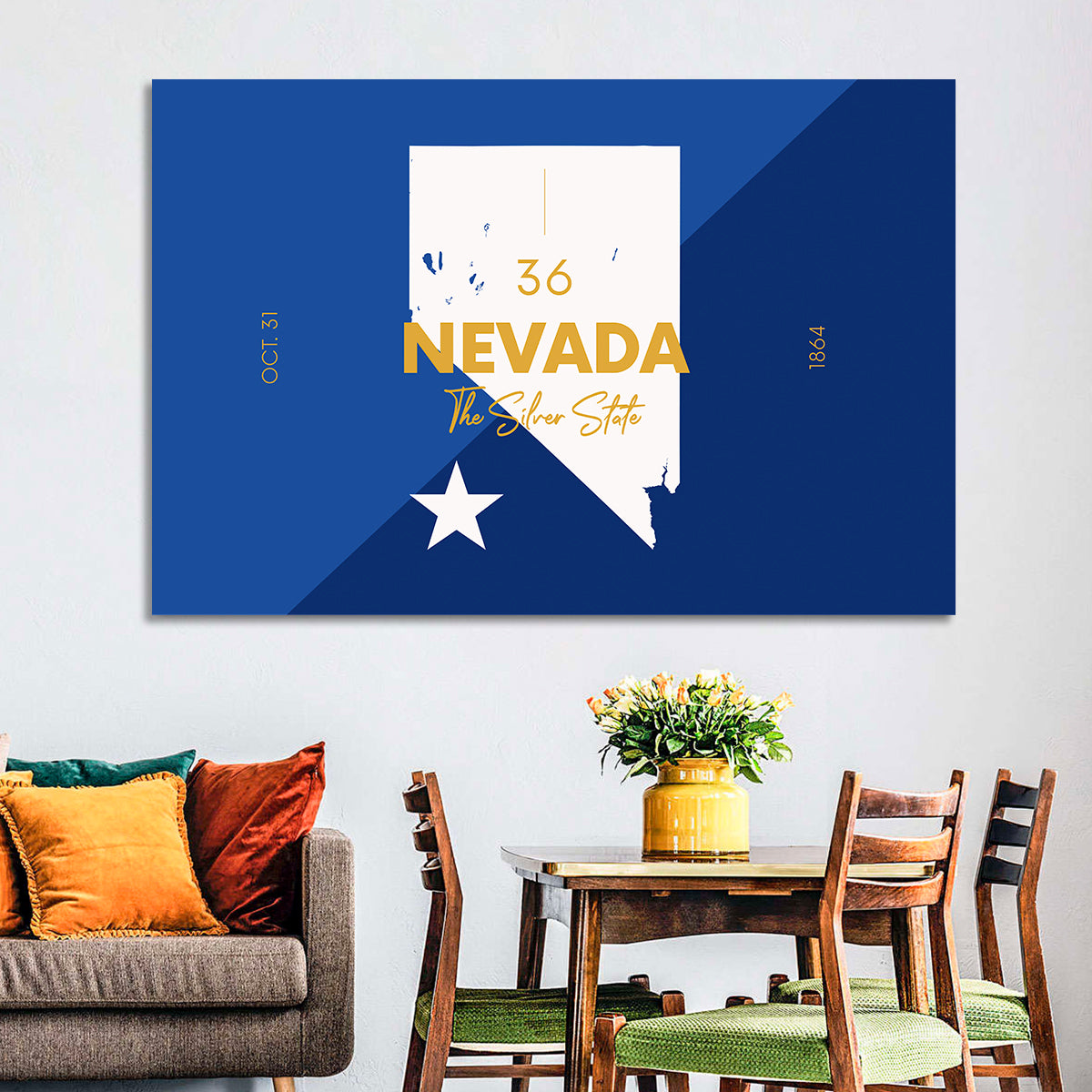 Nevada Map the Silver State Wall Art