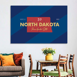 North Dakota State Map Wall Art