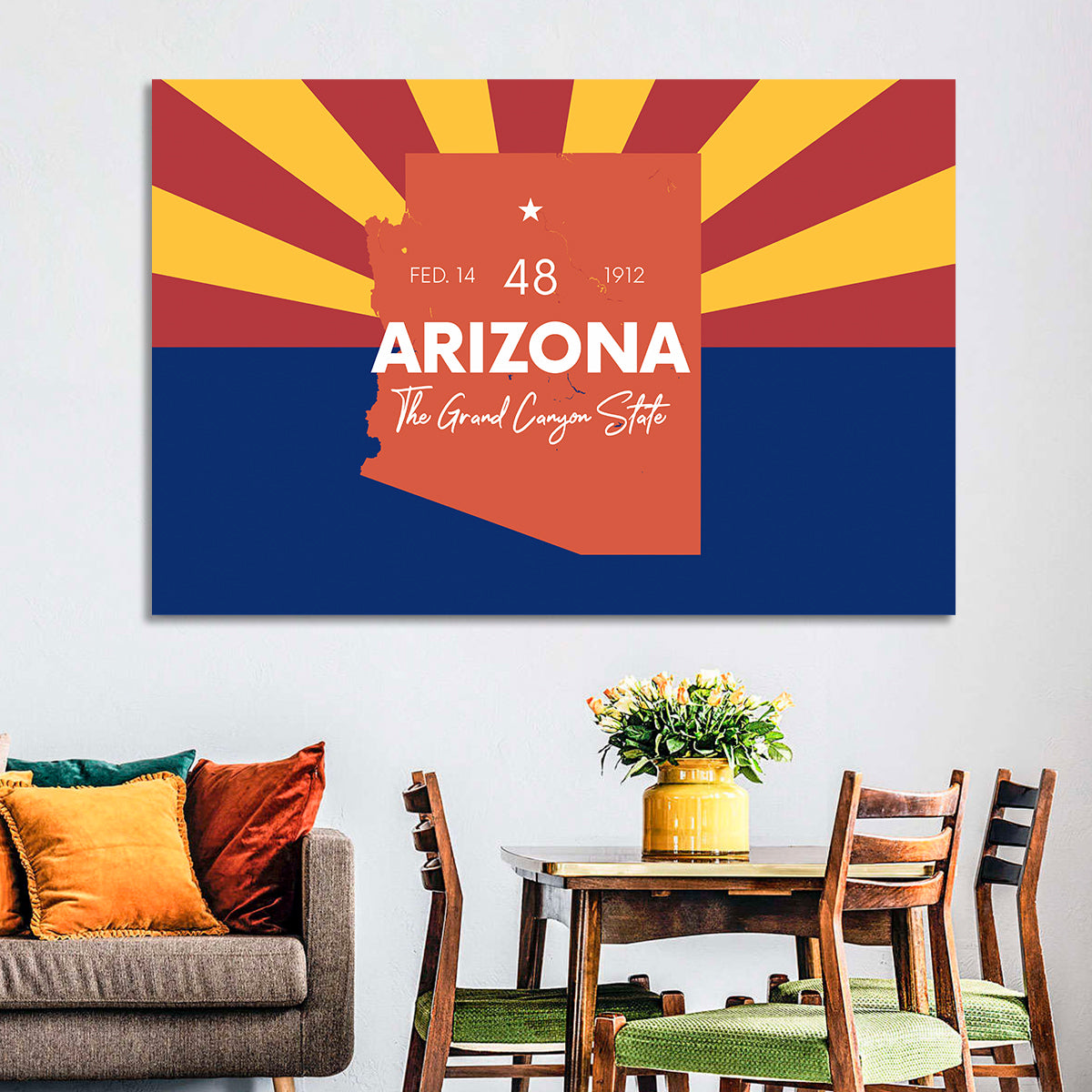 Arizona Sunburst Map Wall Art