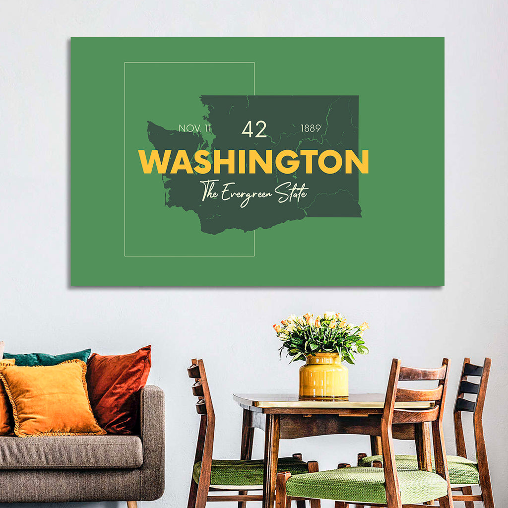 Minimalist Washington State Map Wall Art