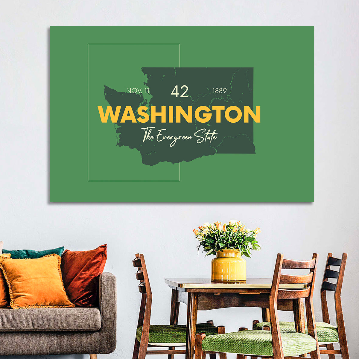 Minimalist Washington State Map Wall Art