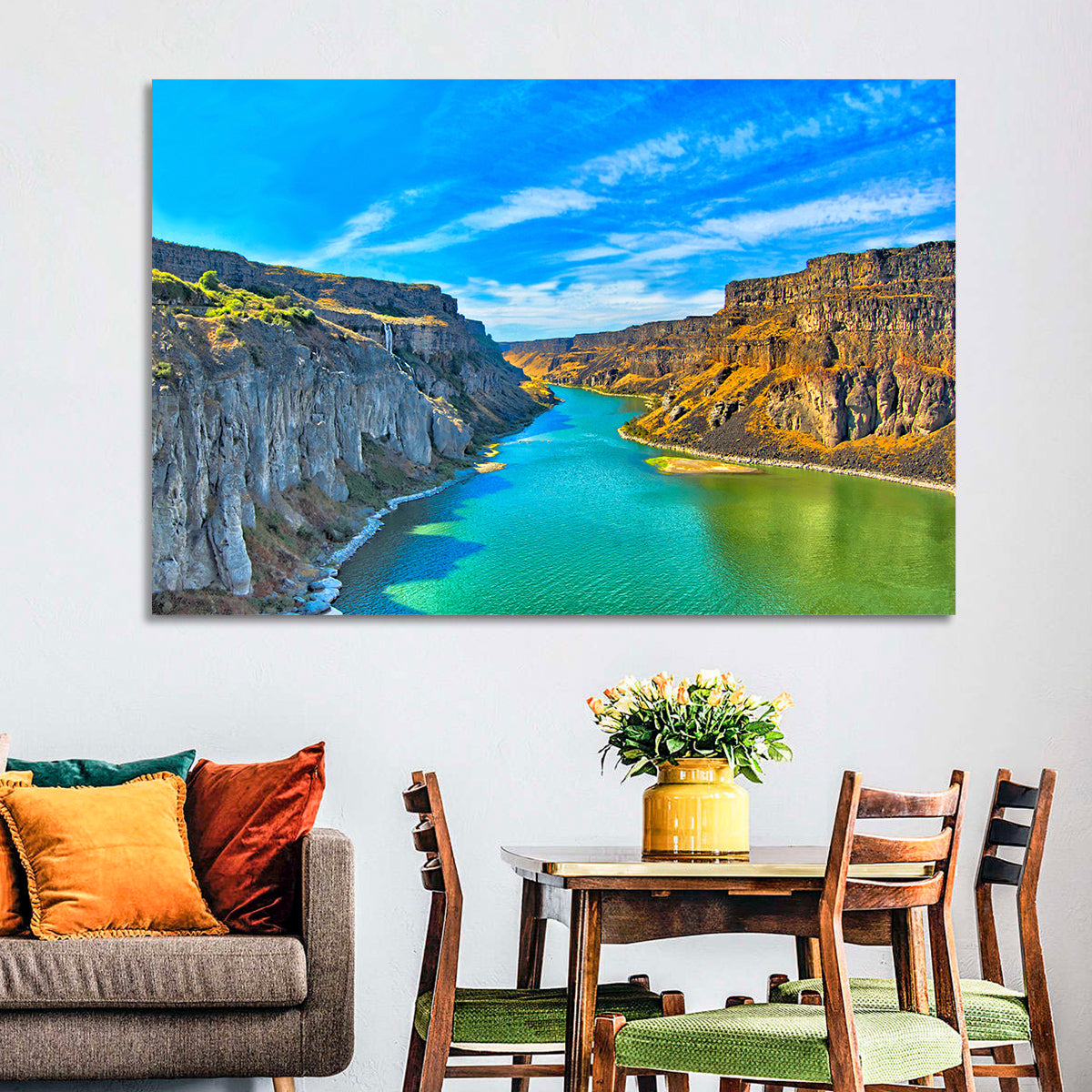 Snake River Canyon at Twin Falls Wall Art in a room, landscape