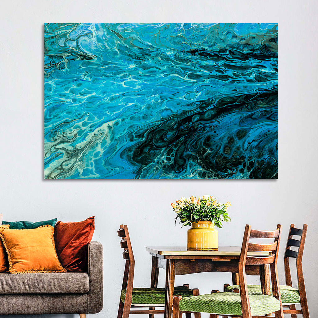 Liquid Marble Blue Abstract Wall Art