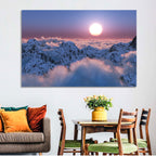 Sunset Above Snowy Mountains Wall Art
