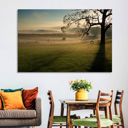 Tire Swing in Morning Mist Wall Art