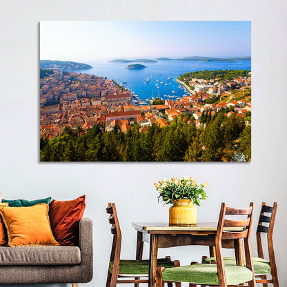 Hvar Harbor Aerial View Wall Art