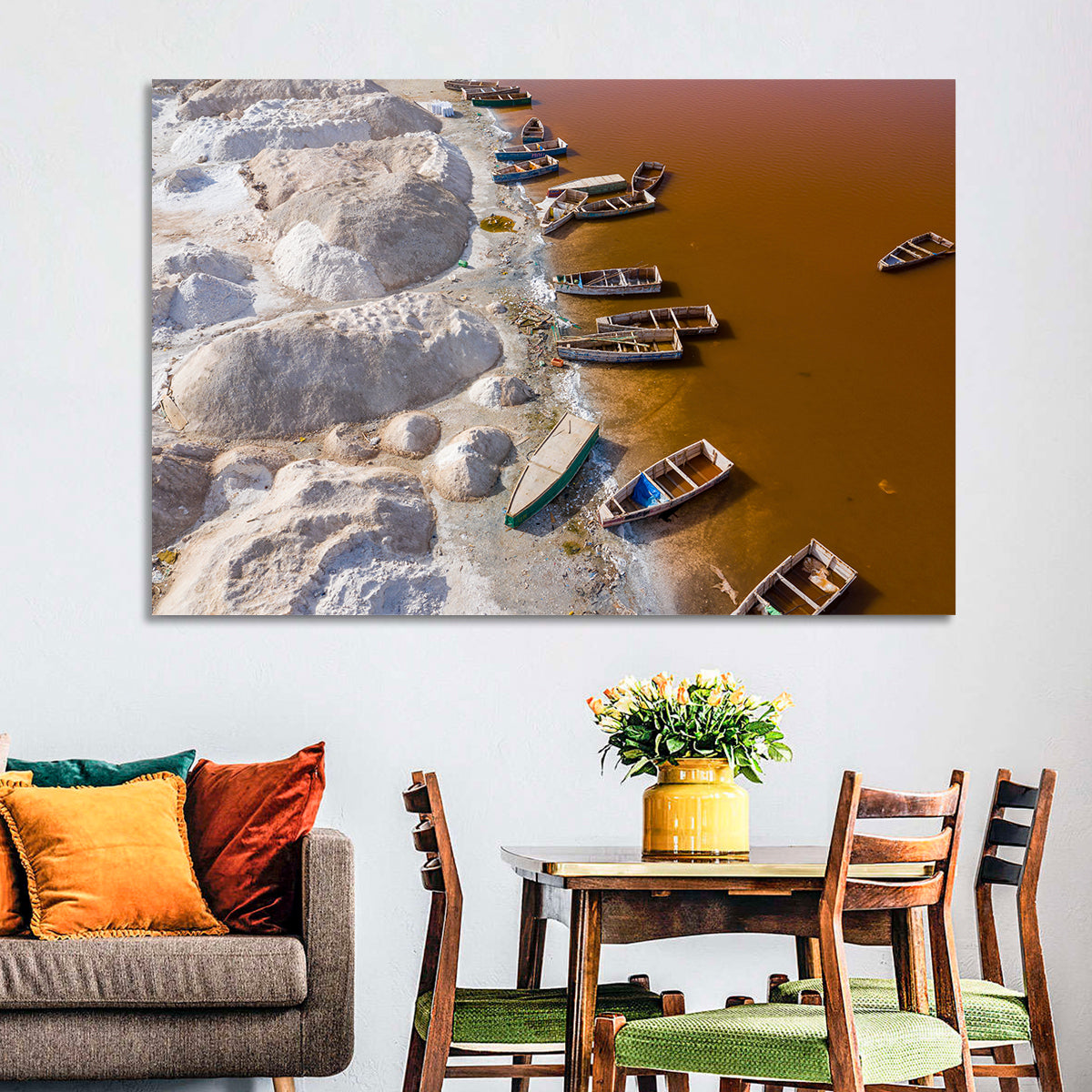 Lac Rose Boats and Salt Mounds Wall Art