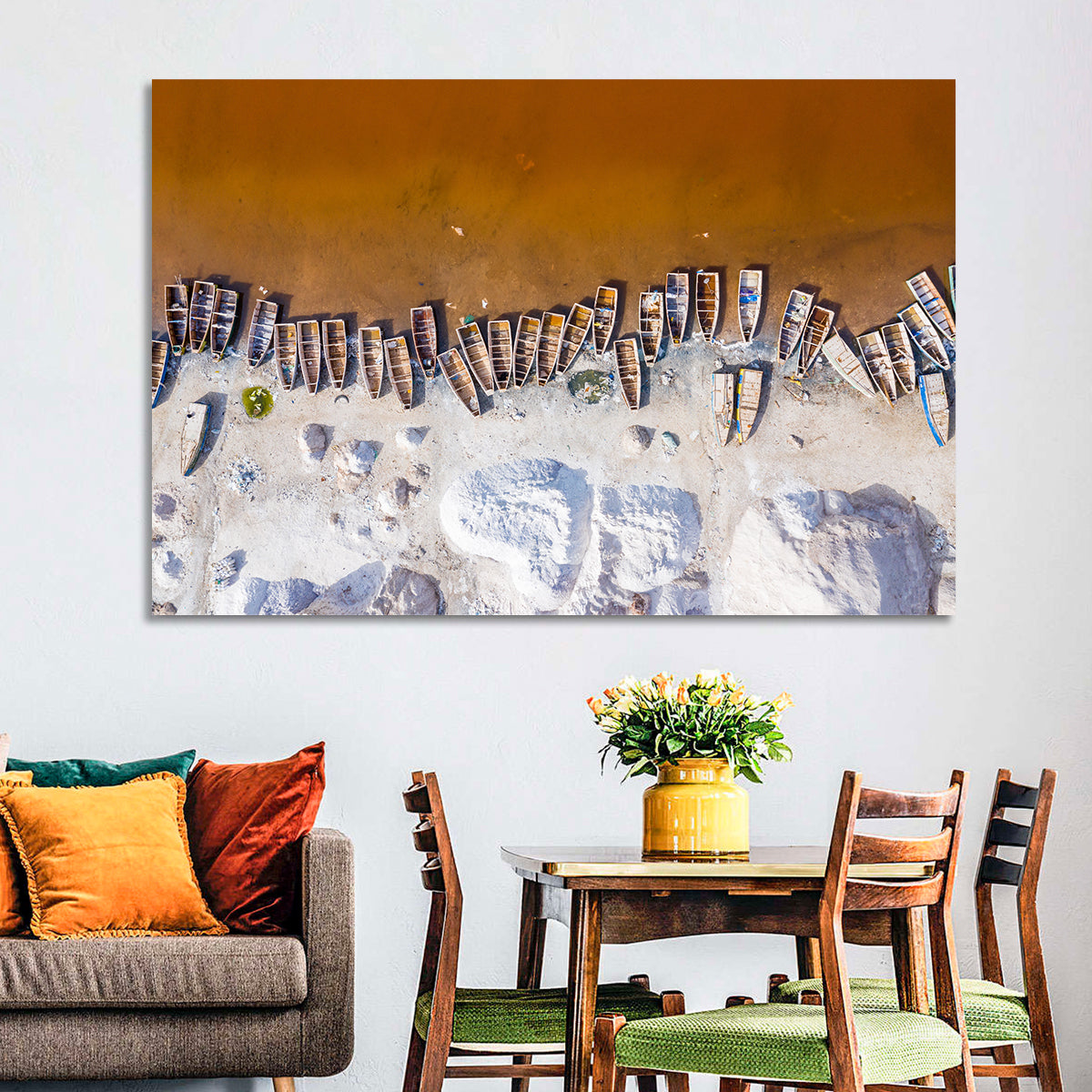 Lac Rose Boats Aerial View Wall Art
