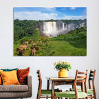 Kalandula Falls and Grazing Donkeys Wall Art