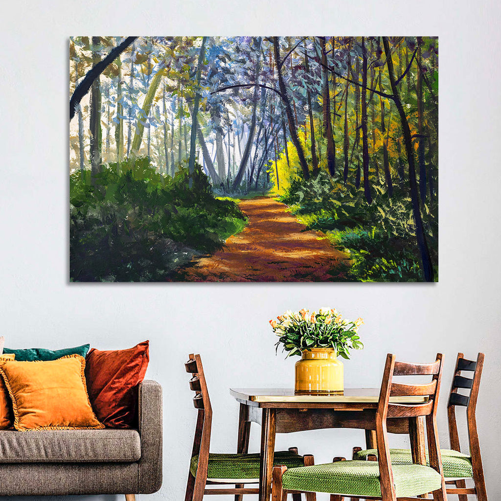 Sunlit Forest Alley Path Wall Art