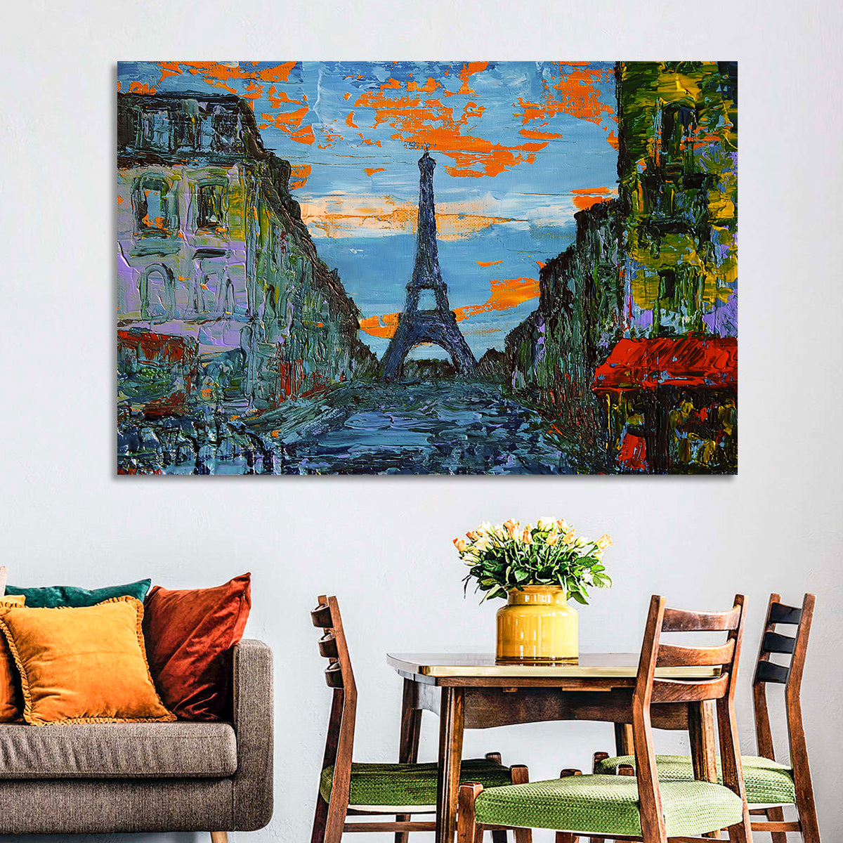 Paris Dusk Street, Eiffel Tower Wall Art