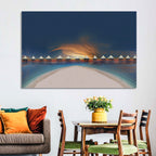 Overwater Bungalows at Golden Dusk Wall Art