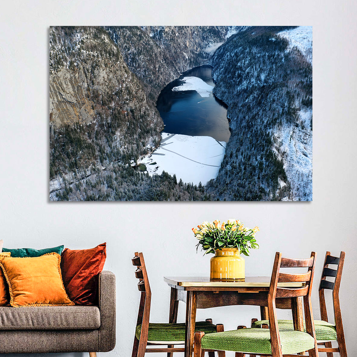 Toplitz Lake Winter Aerial Wall Art