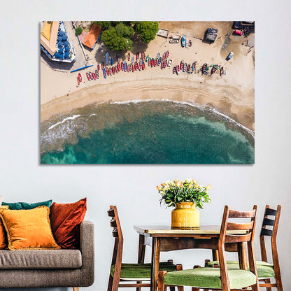Aerial Tarrafal Beach Fishing Boats Wall Art