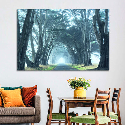 Foggy Cypress Tree Tunnel Wall Art